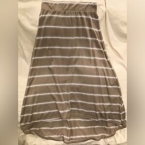Versona Tan and White Striped Maxi Skirt